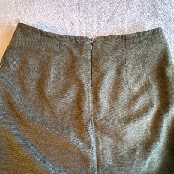 Vintage Southwestern Boho White Stag Olive Green Maxi Skirt 10 Hippie Fringe 90s - Picture 9 of 11